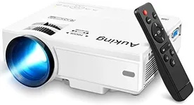 AuKing Projector, 2024 Upgraded Mini Projector, Full HD 1080P Home Theater Video Projector, Compatible with HDMI/USB/AV/Smartphone/TV Box/Laptop