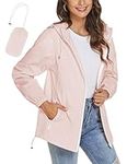 iWoo Summer Jackets For Women Uk Raincoat Lightweight Shower Proof Rain Coats Uk Solid Color Trench Coat Plus Size Pink XXL