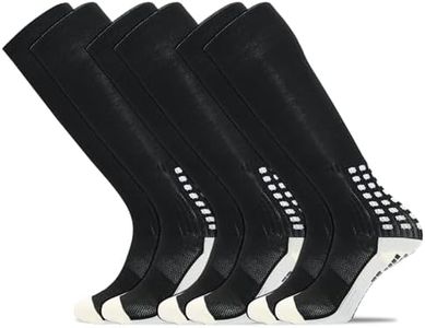 Yufree Mens Knee High Grip Soccer Socks Non Slip Long Socks for Football Basketball Sports 3black