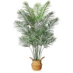 MOSADE Artificial Areca Palm Tree 6Feet Fake Tropical Palm Plant and Handmade Seagrass Basket, Perfect Tall Faux Dypsis Lutescens Plants for Entryway Modern Decor Home Office Porch Balcony Gift