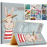 DuraSafe Cases for iPad PRO 10.5 Air 3 [ PRO 10.5 Inch Air 3rd Gen ] A1701 A1709 A1852 A2152 A2123 A2153 A2154 Printed Folio Magnetic Smart Protective Sleek & Classic Design Cover - Bunny Hat