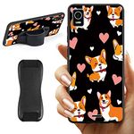 JYCUHTCL for Cricket Debut Smart Phone Case + Universal Finger Kickstand, Corgi Design for Cricket Debut Smart Case, Soft TPU Cover with Phone Finger Strap Stand for Most Smartphones