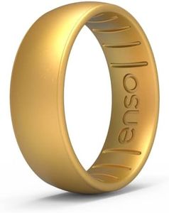 Enso Rings Classic Elements Silicone Ring Infused with Precious Elements – Wedding Engagement Band – 6.6mm Wide, 1.75mm Thick - Premium Silicone Ring – Size: 6, Gold Color