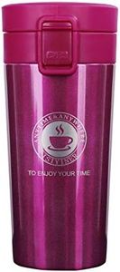 Termo,Termo de Café Matraz de Acero Inoxidable Aislado Diseño a Prueba de Fugas para Bebidas Frías y Calientes Bebidas té Café Agua 380ML Rosa roja