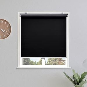 Sunoff Blackout Roller Shades Blinds Cordless for Windows Pull Down Room Darkening Door Blinds with Thermal Insulated Easy to Install for Living Room,Bedroom,Home,Office Bathroom Black 23" W x 72" H