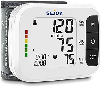 Sejoy Blood Pressure Machine BP Monitors Wrist Cuff Automatic Monitor with Large Display Screen 120 Readings Memory 2 Users with Batteries for Home Use