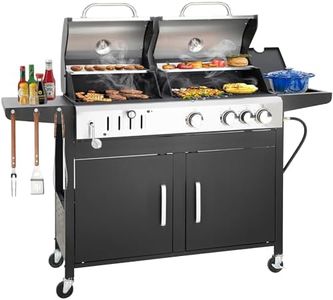 3 Burner Propane Gas and Charcoal Grill Combo with Side Burner & Porcelain-Enameled Cast Iron Grates, 37,000 BTUs 685 SQIN Dual Fuel Outdoor BBQ Grill for Patio Garden Picnic Backyard Barbecue Cooking