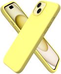 ORNARTO Compatible with iPhone 15 Plus Case 6.7", Slim Liquid Silicone 3 Layers Full Covered Soft Gel Rubber Cover Protective Phone Case with Anti-Scratch Microfiber Lining-Yellow