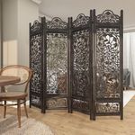 THE WOODEN SHOPPEE Wooden Room Partition and Folding Privacy Screens Wooden Room Divider for Bedroom Home Office Room Divider Room Partition (Dark Brown)