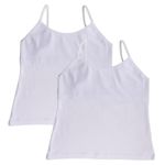 Adira | Teenager Camisole for Girls | Flat Padded Innerwear Vest | Camisole for Puberty | Girls Slip | Covers Nipples & Gives Confidence at School | Stretchy Cotton | Pack of 2 | White | 2XL