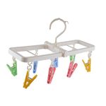 uxcell Plastic Foldable 8 Clothespins Underwear Sock Clothes Hanger Clip Rack