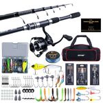 Goture Telescopic Fishing Rod and Reel Combo, Telescopic Fishing Pole & 9+1 Spinning Reels with 900D Oxford Carrier Bag, Travel Fishing Rod Combo Start Kit for Saltwater Freshwater 2.4M