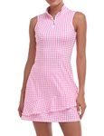 Viracy Golf Dresses for Women Cute Womens Tennis Dress with Inner Shorts and Pockets Sleeveless Zip Up Lightweight Quick Dry Athletic Outfits Houndstooth-M