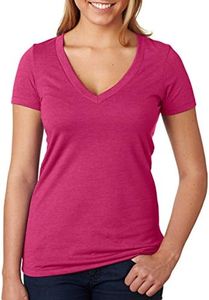 Next Level Apparel 6640 CVC Deep V-Neck Tee - Raspberry, 2XL