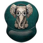 ITNRSIIET Mouse Mat with Wrist Support,Ergonomic Mouse Pad with Gel Wrist Rest,Gaming Mousepad with Lycra Cloth,Non-Slip PU Base for Computer,Laptop,Office&Home,Cute Elephant