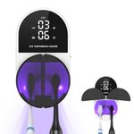 ORIA UV Toothbrush Sanitizer, Wall Mounted Toothbrush Holder with Sterilizer Function, LED Clock Display, Dual Disinfection, Hands-Free Wave Sensing for Household and Travel