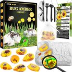 Amber Gemstone Dig Kit, Fossil Digging Kit for Kids Age 6 7 8 9 10, 7 Real Crystals & Gem Science Kits, Bugs Excavation Kits Gifts Toys, Educational Science Kits for 6+ Year Old Girls Boys