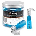 Wirefy 150 PCS Heat Shrink Piggyback Spade Connectors - 3 Way Wire Connectors - Double Spade Connectors - Quick Disconnect Piggyback Terminals - Blue 16-14 AWG