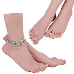 MOTLEYBEAN Silicone Female Model Feet Life Size Realistic Soft Mannequin Foot Without Skeleton Jewelry Sandals Socks Display Art Collection (Suntan, A Pair of feet)