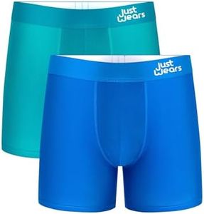 JustWears Everyday & Active Mens Boxer Briefs, 2 Pack | Breathable Anti-Chafe Underwear with Moisture-Wicking MicroModal Air Cool Fabric & PouchTech™ Support | Seamless Boxers for Men | Pants Gift