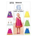 Butterick Patterns B3772 Size 4-5-6 Toddlers/Childrens Dress, Pack of 1, White