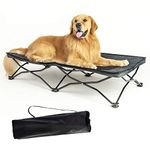 YEP HHO 47 Inches/120cm Long Large Elevated Folding Outdoor Pet Dog Bed Cot for Large Dogs, Raised Travel Portable Breathable Cooling Textilene Mesh Dog Bed（47 Inches/120cm Grey）