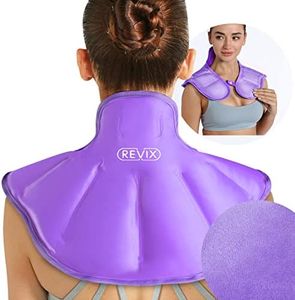 REVIX Shoulder Ice Pack for Injuries Reusable Gel Large Neck Shoulder Ice Pack Wrap for Upper Back Pain Relief, Swelling, Bruises, and Sprains, Purple