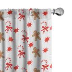 Ambesonne Gingerbread Man Curtains, Candy Cane Bowties Red Star Christmas Cookie Pattern, Window Treatments 2 Panel Set for Living Room Bedroom, Pair of - 28" x 84", Brown Orange