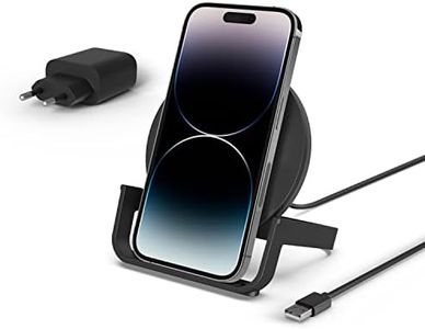 Belkin Soporte de Carga Inalámbrica BoostCharge de 10 W (Cargador Inalámbrico Rápido con Certificación Qi para iPhone y Teléfonos de Samsung, Google y Otros), Negro