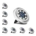 Torchtree Solar Lights Outdoor Garden,600mAh Solar Ground Lights, 8 LED Solar Disk Lights for Garden Lawn Pathway Yard Landscape Walkway(8 Pack Bright White) 