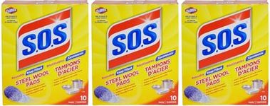 Value Bundle: SOS Pads Steel Wool - Cleaning Supplies - Cleaning Products - Kitchen Cleaner - Toilet Bowl Cleaner - Dish Scrubber - Bathroom Cleaner - Shower Cleaner - All Purpose Cleaner - 30 Pack