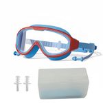 PROBEROS® Swimming Goggles for Kids 6-12 Years Old, UV Protection Anti-fog Coated HD, with Leak-Proof Integrated Earplugs, Adjustable Silicone Head Strap & Storage Box