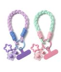 YFXXEEA Phone Lanyard with Star Charm, Secure Mobile Phone Strap for Active Lifestyles, Wrist Sling for phones(Purple+Green)