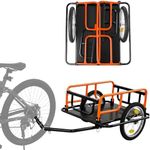 SEKAM Bike Cargo Trailer, 198 lbs Load Capacity, Foldable Bicycle Trailer with Reflectors & Universal Hitch, Heavy-Duty Utility Bike Cart for Camping & Shopping (Orange)