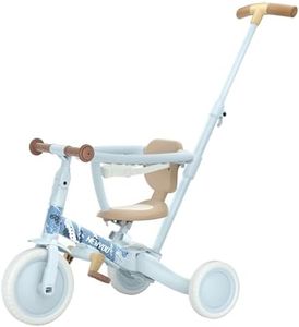 newyoo Lume TR008 Tricycle for Toddlers 1-3, 5-in-1 Push Trike with Parent Handle & Safety Guard, Convertible Balance Bike, Ideal Birthday, Coastal