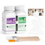 VISCY Puzzle Glue Clear with Applicator, Easy to Apply, Fast Drying, Clear & Bright, Jigsaw Conserver, 240 ml, 2 Silicone Spatulas & 2 Brushes.