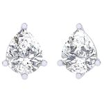 Clara 92.5 Sterling silver White Gold Plated Pear Solitaire Stud Earring Screw Back For Women & Girls