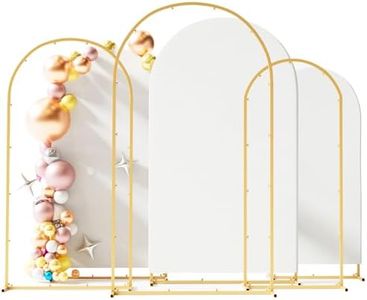 Toolterritary Set of 3 Metal Arch Backdrop Stand with Cover Set, (7.2FT, 6.6FT, 6FT Wedding Arch and Cover Set), Backdrop Arch for Party, Baby Shower, Birthday, and Graduation Ceremony