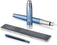 PARKER IM Fountain Pen, Premium Blue, Medium Nib with Blue Ink Refill (1931689)