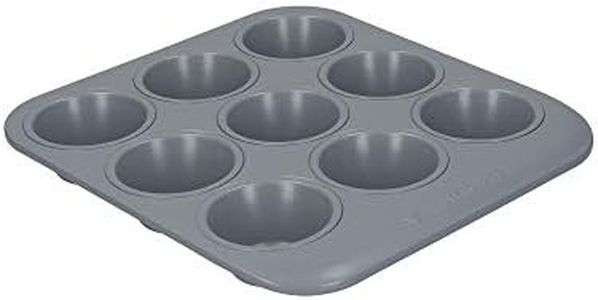MasterClass Smart Ceramic Bandeja para Muffins y Magdalenas de Acero al Carbono Antiadherente Apilable 9 Agujeros 24 x 22 cm