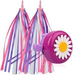 U-LIAN Kids Streamers and Bike Bell for Girls-1 Pack Flower Bicycle Bell with 2 Pack Handlebar Streamers Scooter Tassels for Children's Bike Accessories