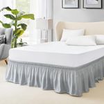 FreshCulture King Bed Skirt, Dust Ruffle for King Size Bed, Easy Fit with 15-Inch Tailored Drop, Elastic Wrap Around Bed Skirt King Size, Hotel Quality Bed Skirts for Adjustable Bed (Light Grey)