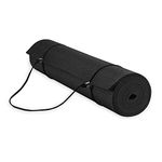 Gaiam Essentials Premium Yoga Mat with Yoga Mat Carrier Sling, Black, 72 InchL x 24 InchW x 1/4 Inch Thick