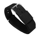 20mm Black Long - BARTON Watch Bands - Ballistic Nylon NATO Style Straps