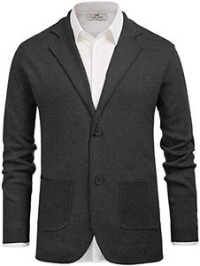 Men's Cardigan Shawl Collar Sweater Sports Coat with 2 Pockets Dark Grey M