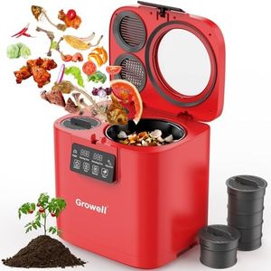 Electric Composter for Kitchen, 4L Indoor Odorless Compost Bin with 2 Carbon Filters, Upgraded Brushless Motor, Auto-Clean, LED Display, Visible Window, Smart Countertop Food Waste Composting Machine