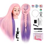 Mannequin Head with Hair, Beauty star 29" Cosmetology Doll Dressing Head for Hair Styling, Manikin Head to Hairstylist Practice on, Hairdressing Training Braiding Heads with Clamp Stand