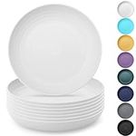 Kyraton Large Deep Plastic Plates 8 Pieces, 23 CM Dinner Plates, Unbreakable and Reusable Light Weight Dinner Plates Pasta and Dumpling Bowl Microwave Safe