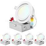 Luxrite 4 Inch Gimbal LED Recessed Lighting, 5 Color Selectable 2700K-5000K, 950 Lumens, Adjustable Swivel Downlight, Dimmable, 12W, Wet Rated, IC Rated, High Output, ETL Listed (4 Pack)