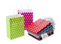 RanGit Bhumi Gift Bags - 24pcs Polka Dots Paper Bags, 8x10x4 inch Party Favor Goodie Bags, Small Carry Bags for Return Gifting, Paper Gift Covers - Color Paper Bags (Multicolors) (24)